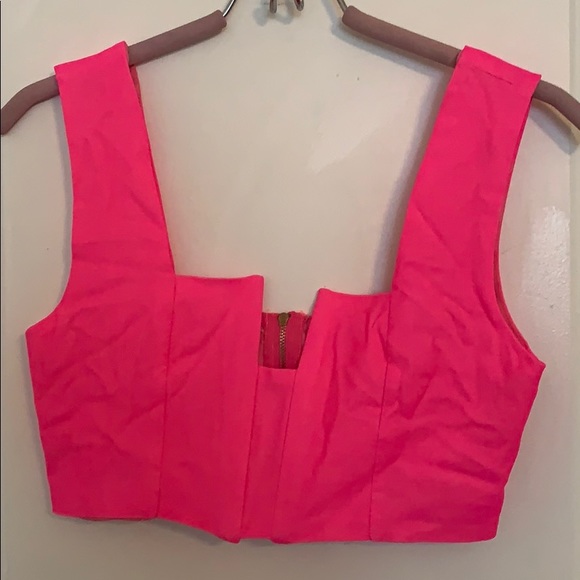 Neon Pink Bralette Style Crop Top - Picture 2 of 4